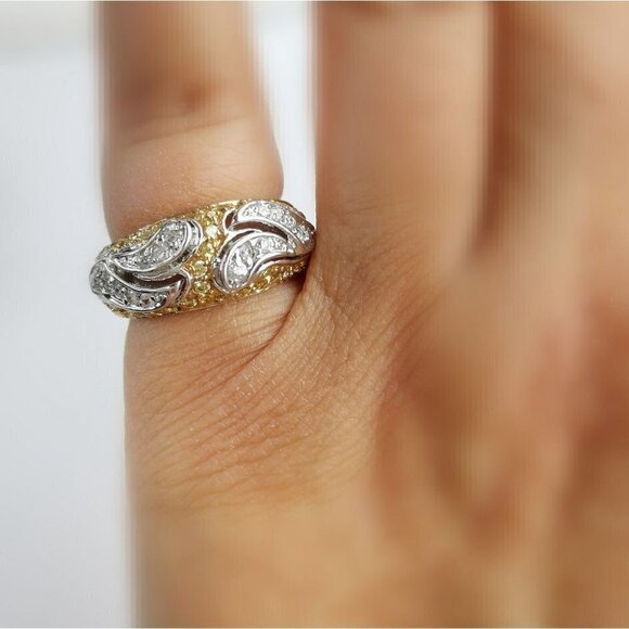 Nwt Two tone 14k yellow and white gold CZ band ring size 6 - Picture 7 of 9